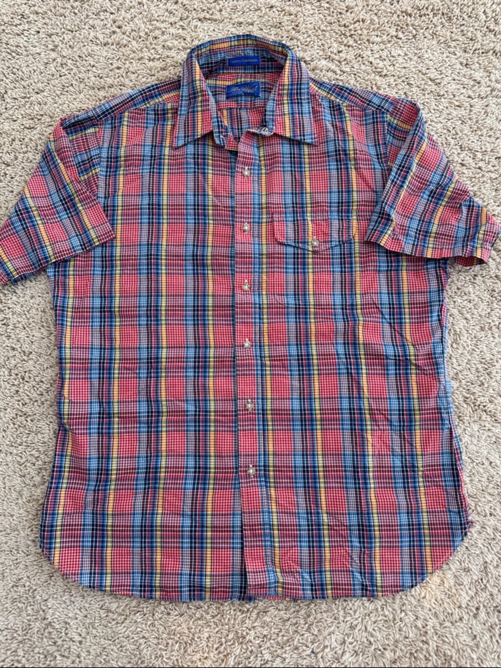 Pen West by Pendleton Mens Country Traditions Plaid Short-Sleeve Button Shirt, L
